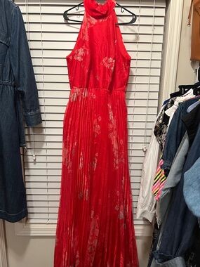 Taylor Red Floral Halter Maxi Dress